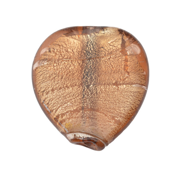 Bruine hartvormige folie glaskraal