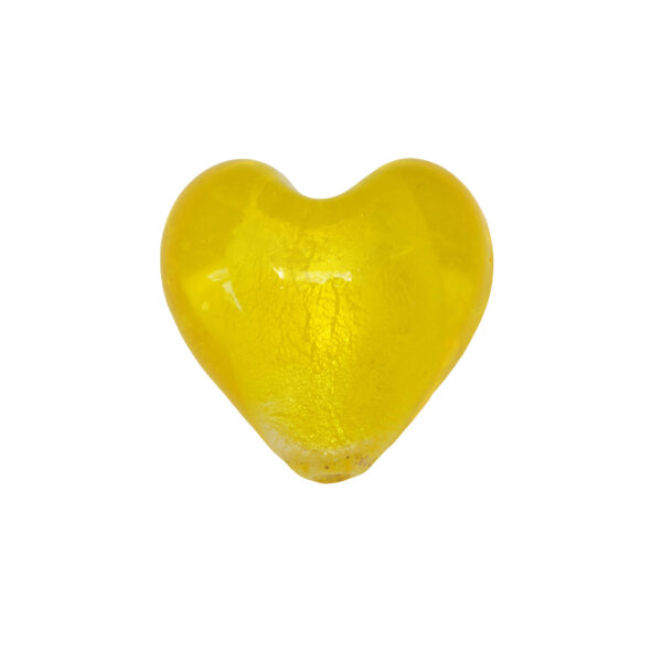 Gele hartvormige folie glaskraal
