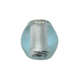 Lichtblauwe/zilverkleurige ronde/ovale folie glaskraal