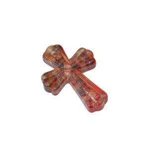 Rode/goudkleurige Venetiaanse glashanger in de vorm van een kruis