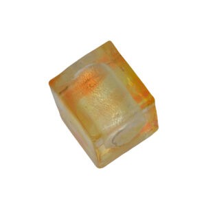 Oranje/gele kubusvormige folie glaskraal