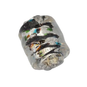 Kristal kleurige/zilverkleurige/zwarte ronde folie glaskraal met verschillende kleuren stippen