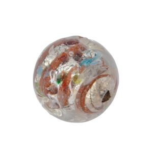 Kristal kleurige/zilverkleurige/rode ronde folie glaskraal met verschillende kleuren stippen