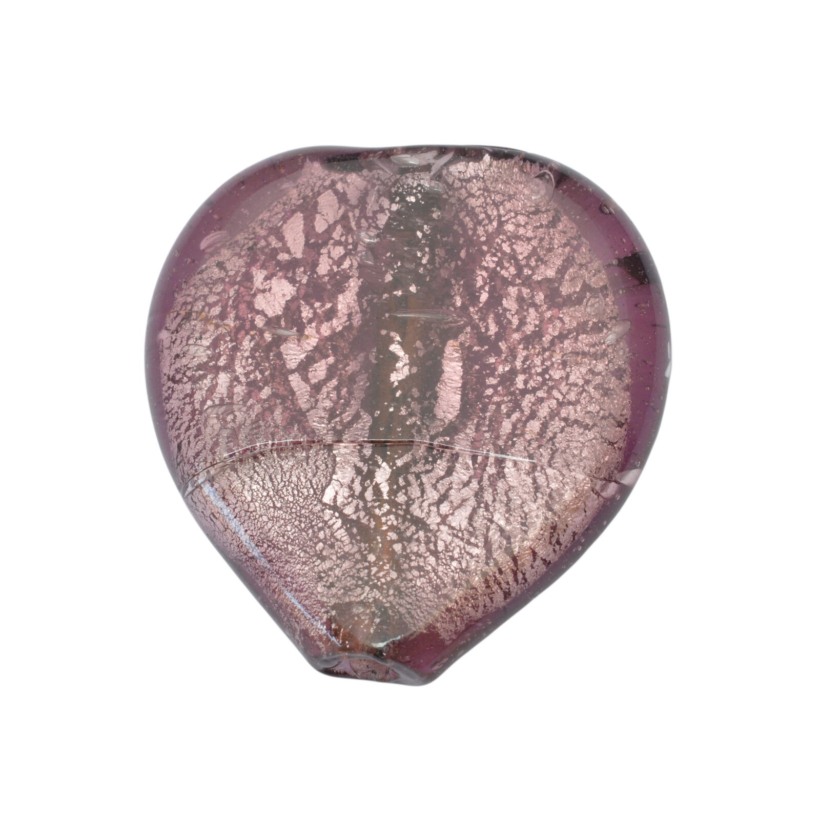 Paarse hartvormige folie glaskraal