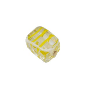 Gele/kristal kleurige/witte kubusvormige glaskraal – keramiek