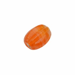 Oranje ronde meloenvormige glaskraal - keramiek