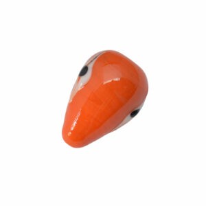 Oranje glaskraal – keramiek van een druppel met zwarte/witte oog