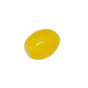 Gele ovale glaskraal – keramiek (ondoorzichtig met af en toe wit)