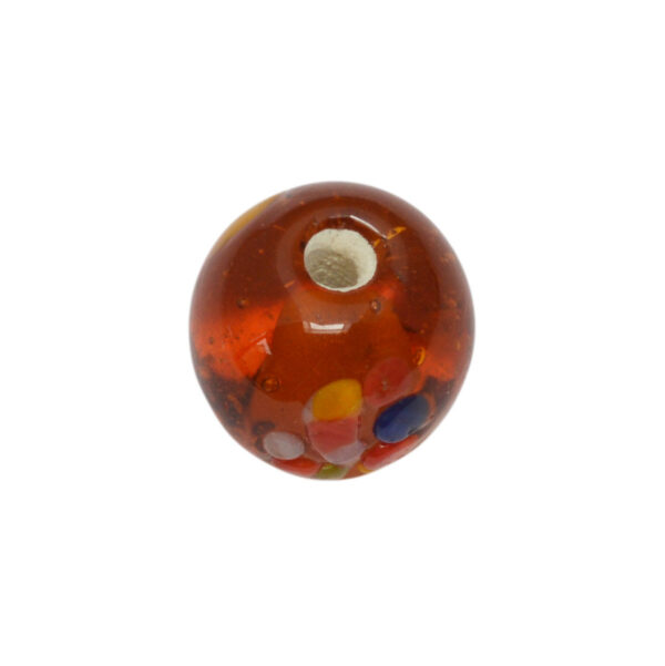 Oranje ronde glaskraal - keramiek met verschillende kleuren