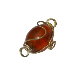 Oranje ovale glaskraal – keramiek met draad