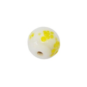 Witte/gele ronde glaskraal – keramiek