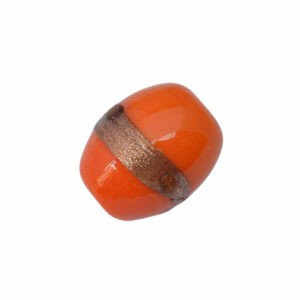 Oranje/goudkleurige/bruine ronde glaskraal - keramiek