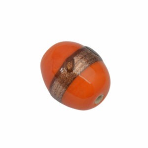 Oranje/goudkleurige ronde glaskraal - keramiek