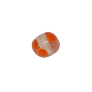 Kristal kleurige ronde glaskraal - keramiek met oranje stippen