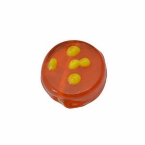 Oranje/gele ronde glaskraal - keramiek