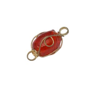 Rode ovale glaskraal - keramiek met draad