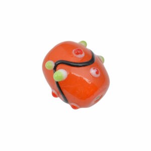 Oranje/rode/groene/zwarte/witte ronde glaskraal – keramiek