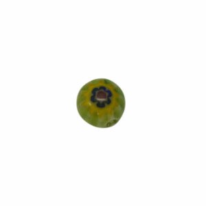 Groene - gele - witte - rode - blauwe millefiori glaskraal met bloemen (6 mm)