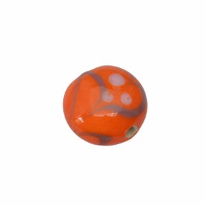 Oranje/paarse/witte ronde glaskraal – keramiek