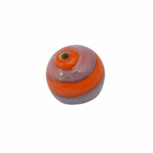 Oranje/paarse ronde glaskraal - keramiek