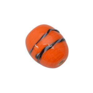 Oranje/zwarte/blauwe ronde glaskraal – keramiek
