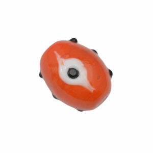 Oranje ovale glaskraal - keramiek met zwart/wit oog