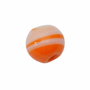 Oranje/witte ronde glaskraal - keramiek