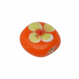 Oranje/gele/rode ronde glaskraal – keramiek (bloem)