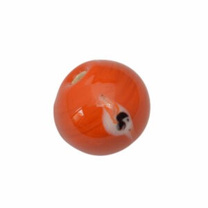 Oranje ronde glaskraal – keramiek met zwarte/witte oog