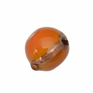 Oranje/bruine/goudkleurige ronde glaskraal – keramiek