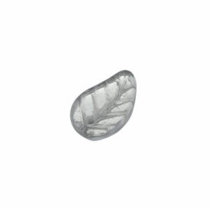 Zilverkleurige/kristal kleurige glaskraal in de vorm van een blad