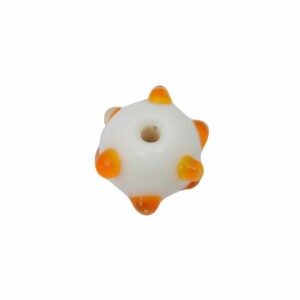Witte/oranje ronde glaskraal – keramiek