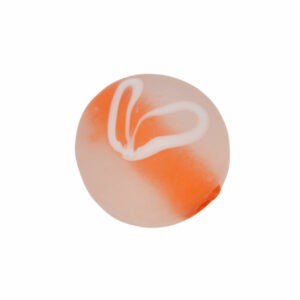 Kristal kleurige/oranje ronde glaskraal – keramiek met witte tekening