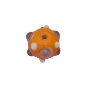 Oranje/paarse/witte ronde glaskraal - keramiek