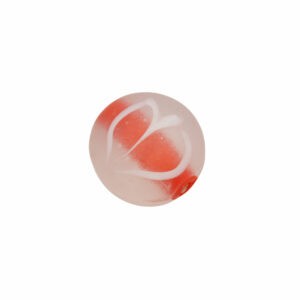 Kristal kleurige/rode ronde glaskraal - keramiek met witte tekening
