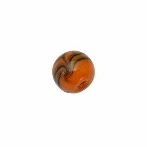 Oranje/gele/zwarte ronde glaskraal - keramiek (9 mm)