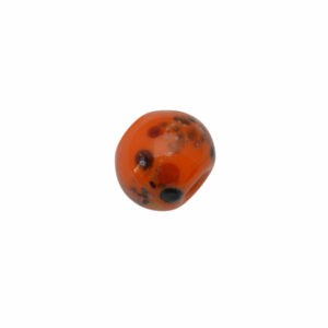 Oranje ronde glaskraal – keramiek met gekleurde stippen