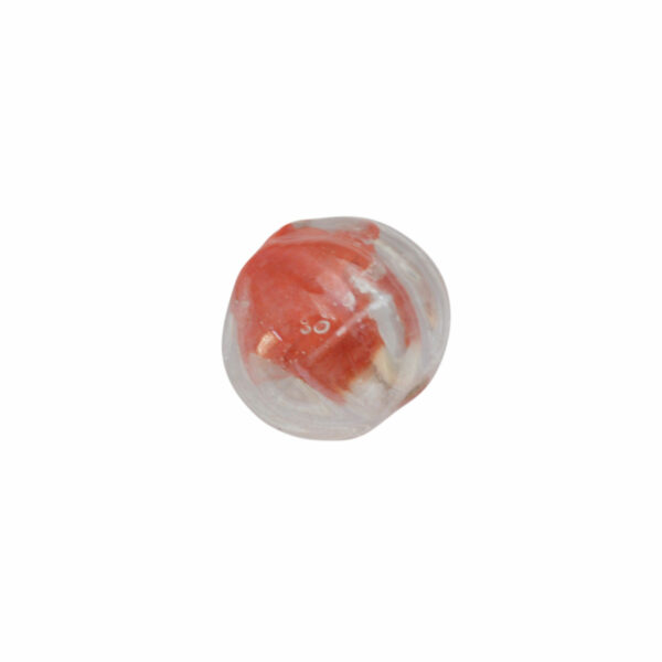 Kristal kleurige/rode meloenvormige glaskraal - keramiek