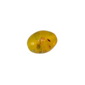 Gele ovale glaskraal – keramiek met verschillende kleuren tekeningen