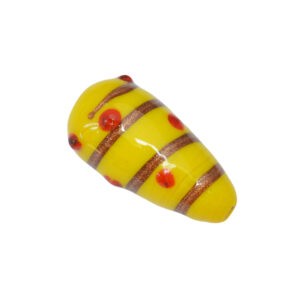 Gele/rode/goudkleurige glaskraal – keramiek in de vorm van een druppel