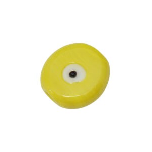 Gele ovale/ronde glaskraal – keramiek met wit/zwart oog