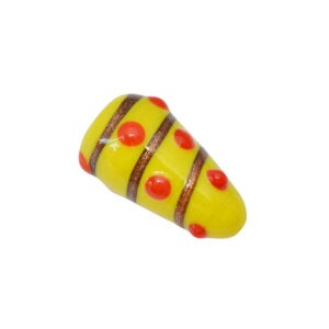 Gele/goudkleurige/rode glaskraal – keramiek in de vorm van een druppel