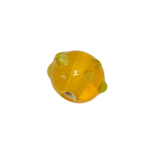 Gele/groene ronde glaskraal – keramiek