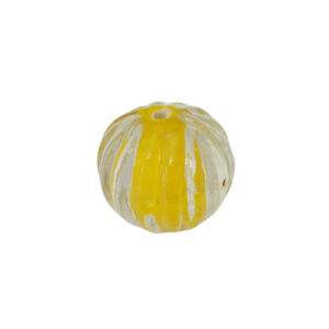 Kristal kleurige/gele meloenvormige glaskraal – keramiek