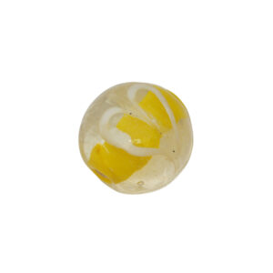 Kristal kleurige/gele ronde glaskraal – keramiek met witte tekening