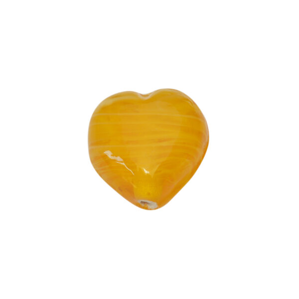 Gele/witte hartvormige glaskraal – keramiek