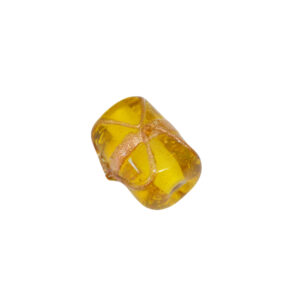 Gele/goudkleurige ronde glaskraal – keramiek