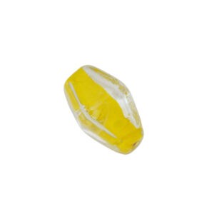 Kristal kleurige/gele ruitvormige glaskraal – keramiek