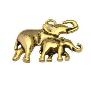 Goudkleurige olifant met kleine olifant bedel