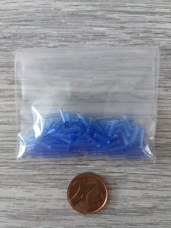 Blauwe bugle/buisje glas borduurkraal - 5 gr 2